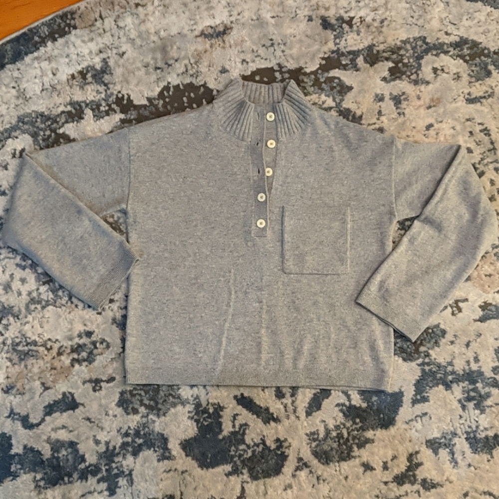 Everlane cropped cashmere/wool henley